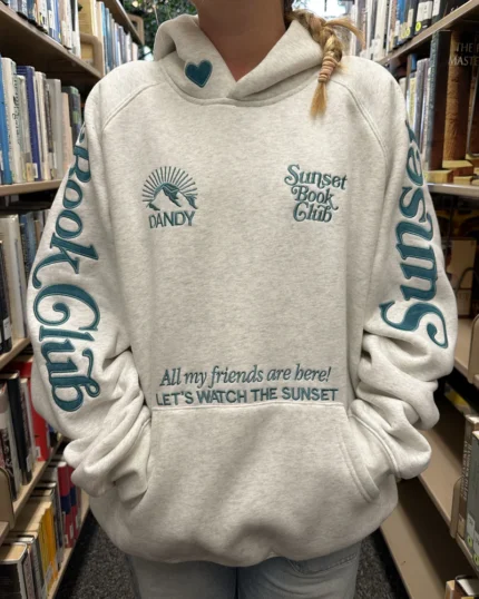 Dandy book club oversized lux hoodie in Heather gray and blue